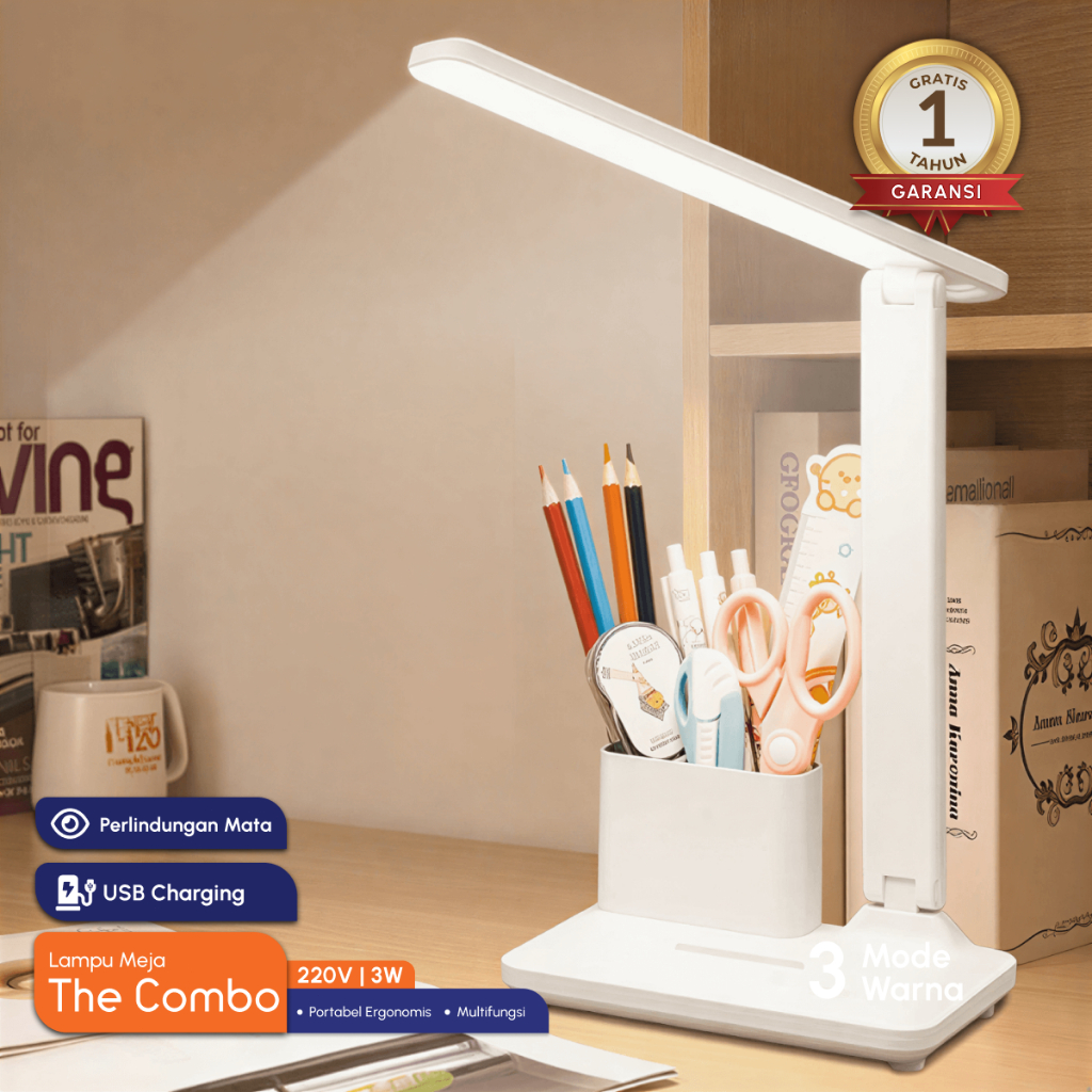 MIMOON Lampu Belajar Lampu Meja Lampu Belajar Portable Charger LED Lampu Meja Belajar Lampu Baca Lam