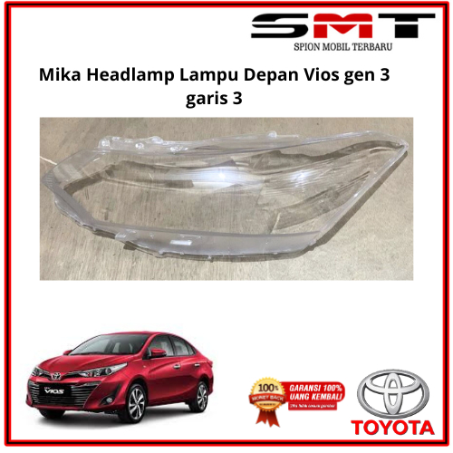 Mika HeadLamp lampu depan lensa garis 3 VIOS LIMO GEN3 2014 -2018 Ori Satuan Kanan Atau Kiri