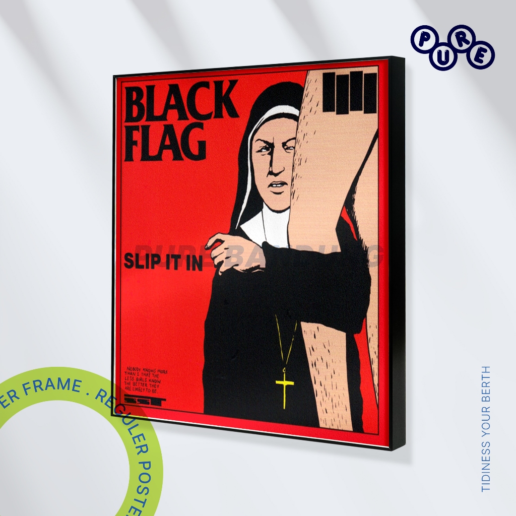 PURE BANDUNG – Black Flag Slip It In Poster Hardcore Punk Rock Album Cover Art | Poster Musik Aesthe