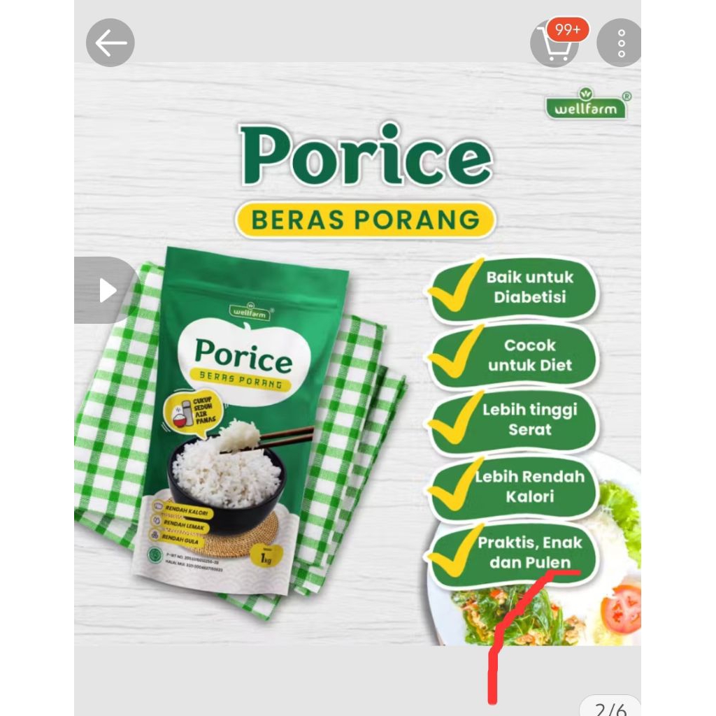 beras porang porice