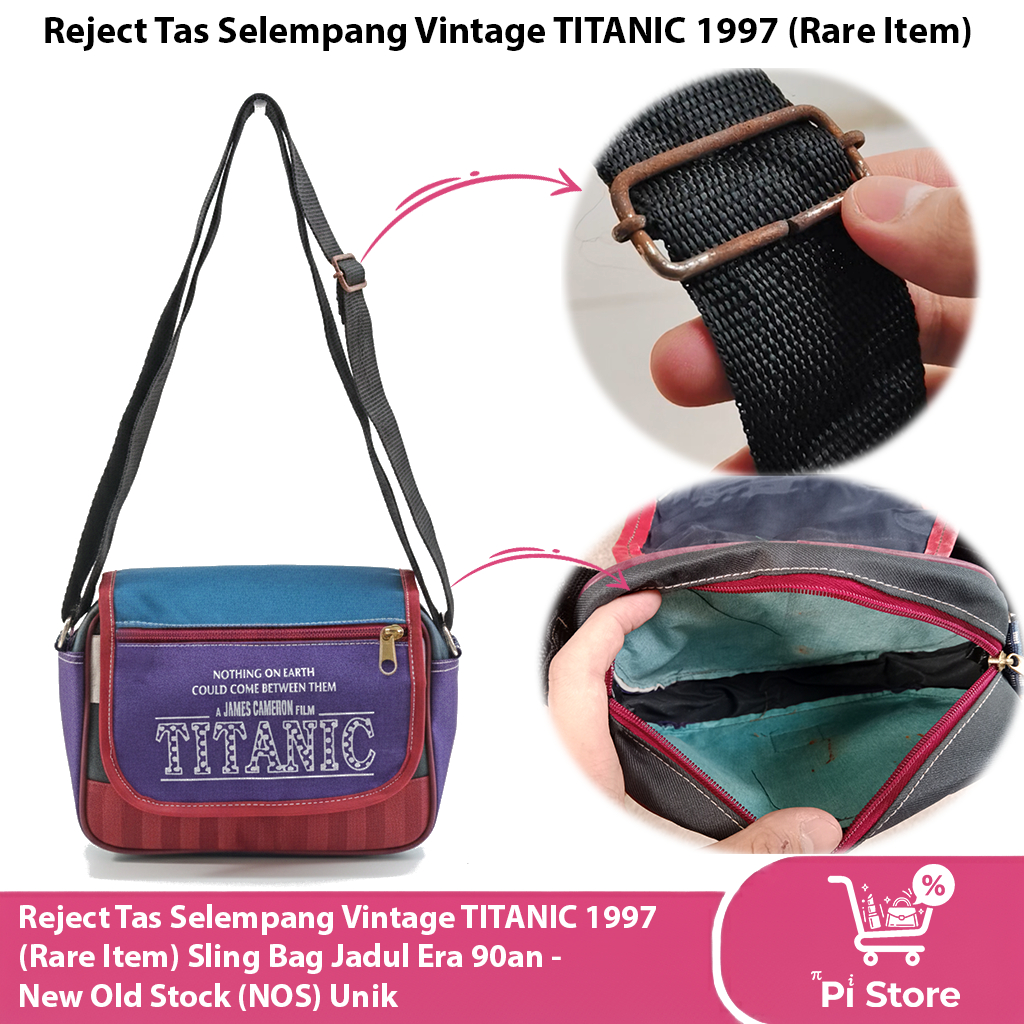 Reject Tas Selempang Vintage TITANIC 1997 (Rare Item) Sling Bag Jadul Era 90an - New Old Stock (NOS)