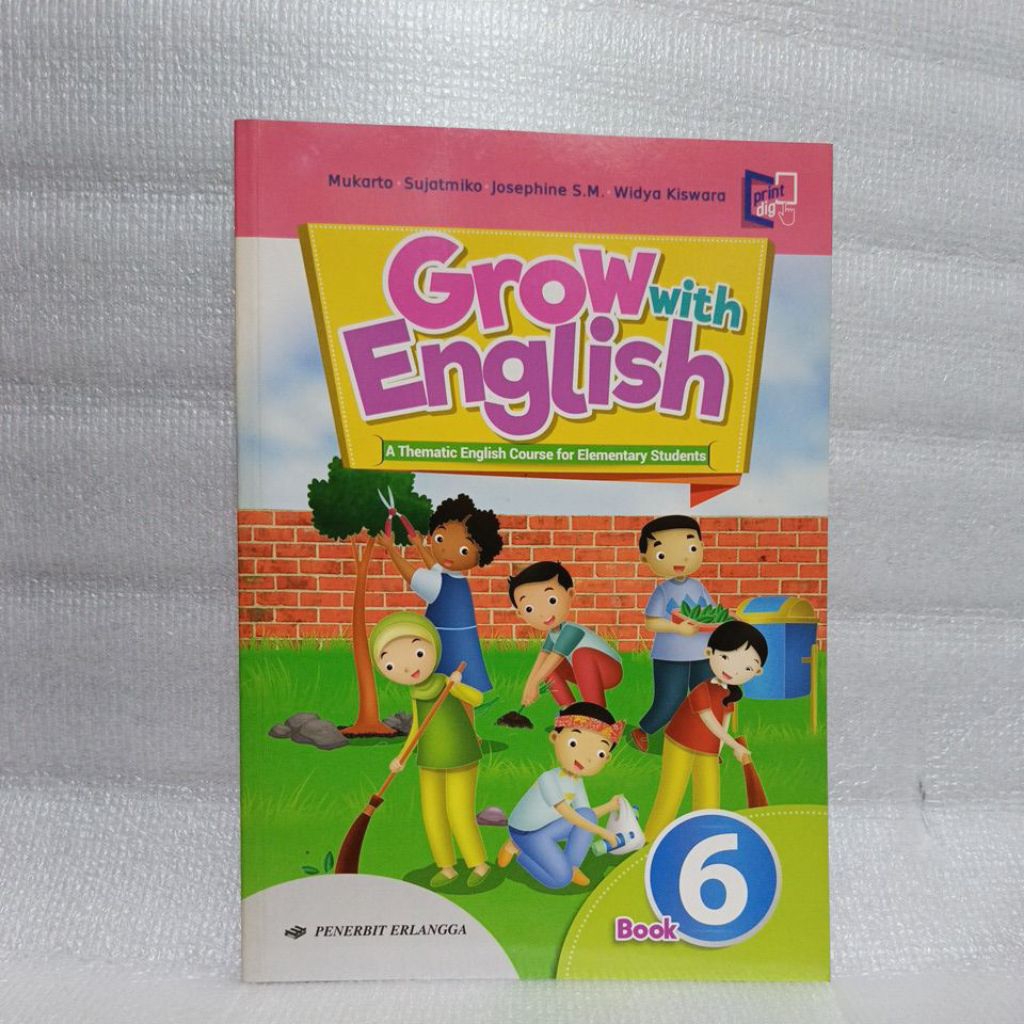 Buku Grow With English kelas 6 SD K13 Erlangga- Buku bahasa Inggris kelas 6 erlangga Original