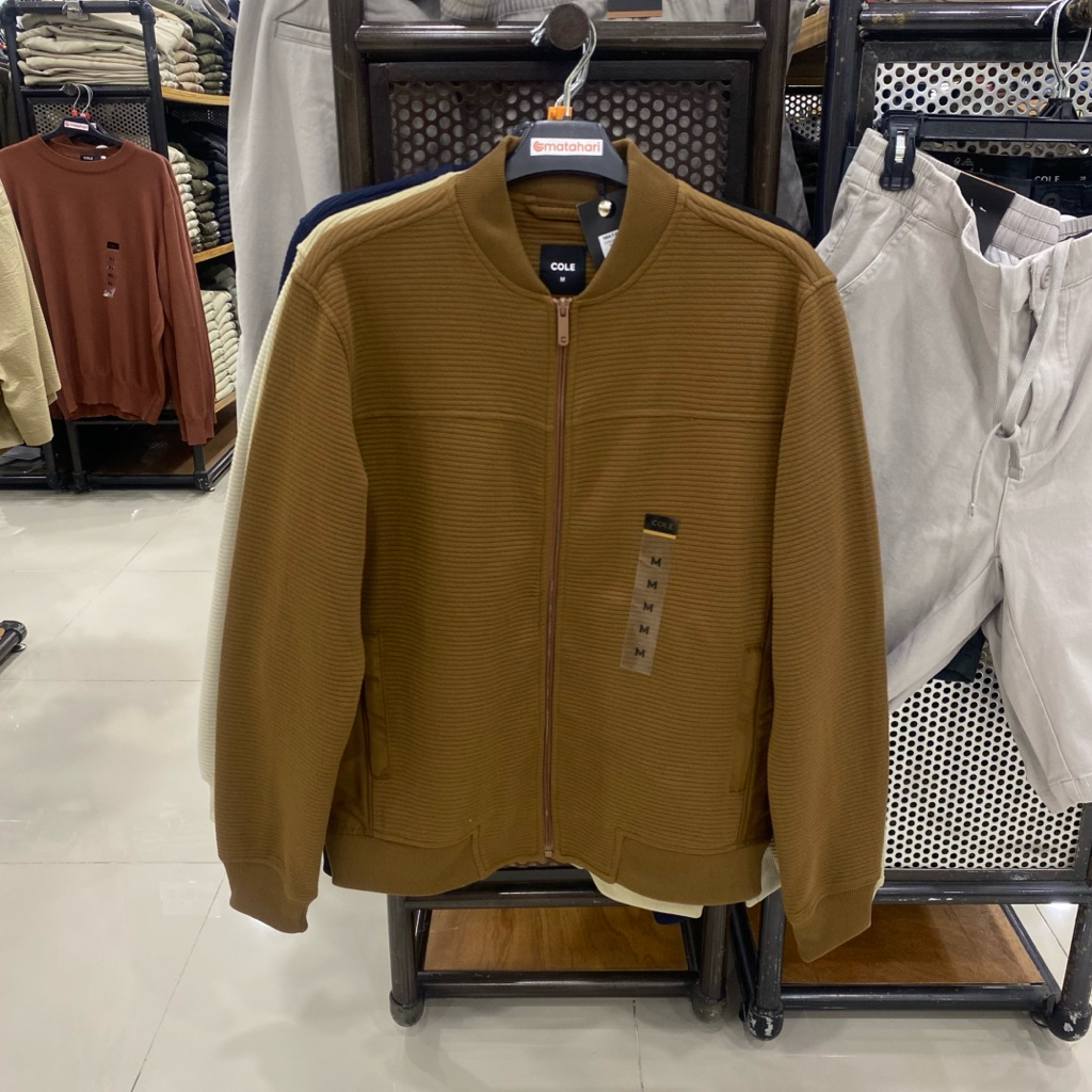 C0L3 - Jacket Bomber Knit Pria Comfy Rajut Zipper Bahan Tebal Halus Berteksture Size S-Xl