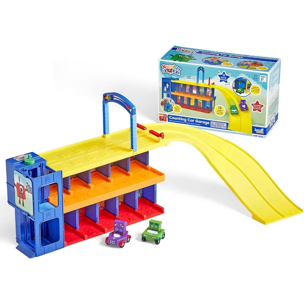 hand2mind Counting Car Garage, Race Car Track, Toy Vehicle Playsets