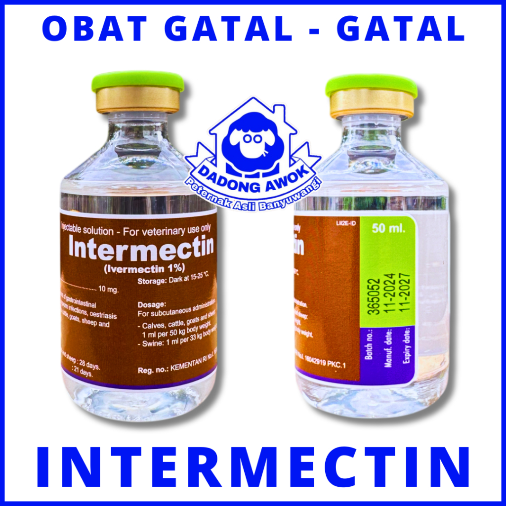 INTERMECTIN 50 ml Obat Gudik, Kutu, Caplax, Parasit, Tungau, Dll wormectin kucing wormectin kambing