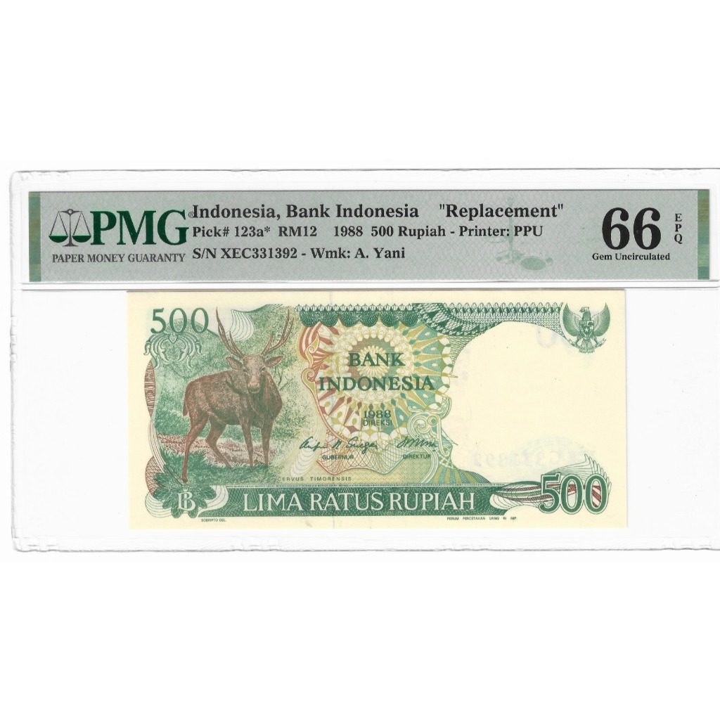 Uang Kuno Kijang Rusa 500 Rupiah 1988 PMG