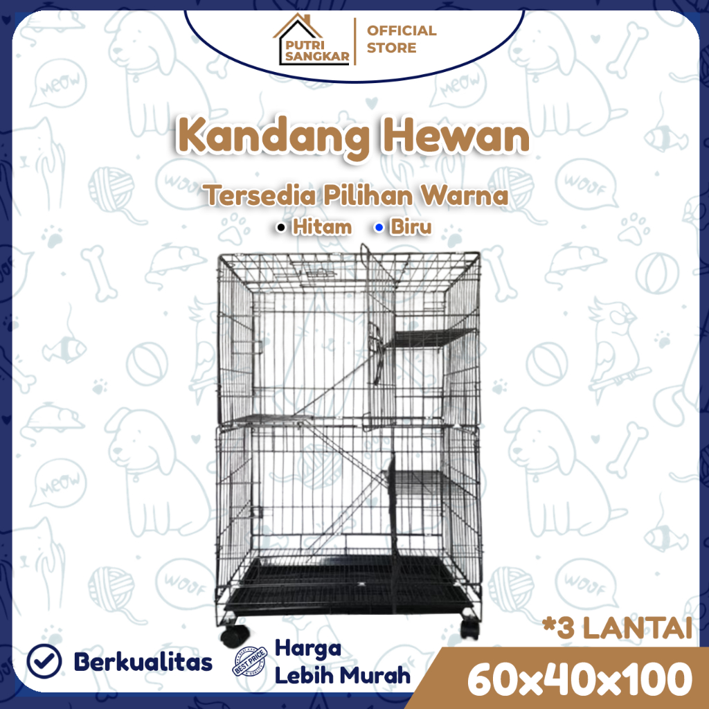[FREE TATAKAN] Kandang Besi Lipat 3 Lantai 60X40X100 Kandang Kucing