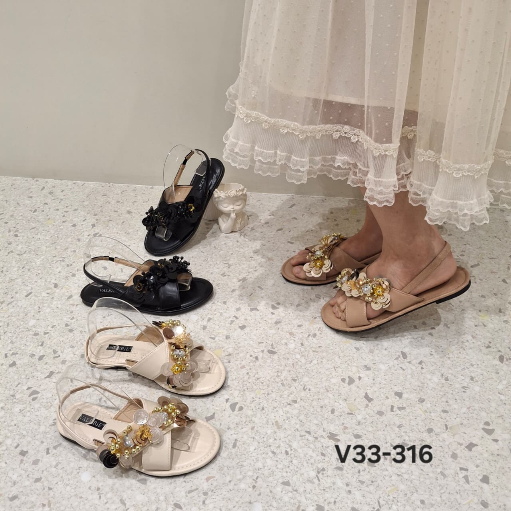 Valerie sepatu flat tali import bahan Dove 36-41 V33-316