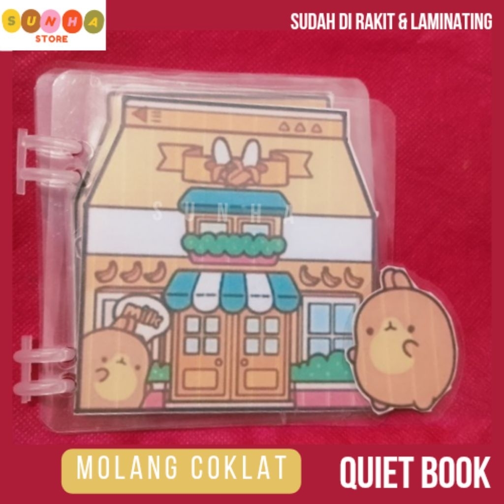 Quiet book molang coklat / paper doll house molang coklat / paper doll book molang coklat