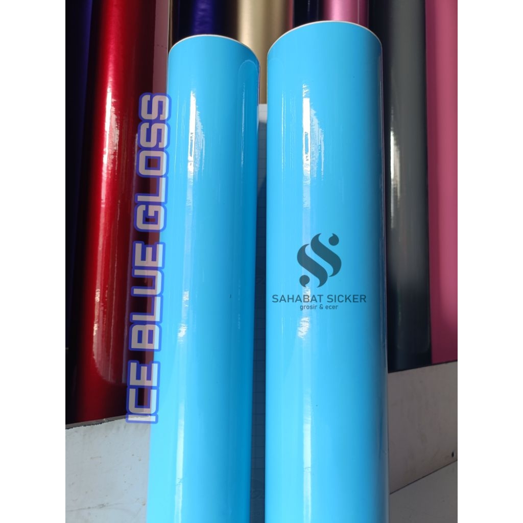 Skotlet Motor Biru Muda Glossy Sticker Ice Blue Glossy Sticker Motor Biru Langit Glossy Roll