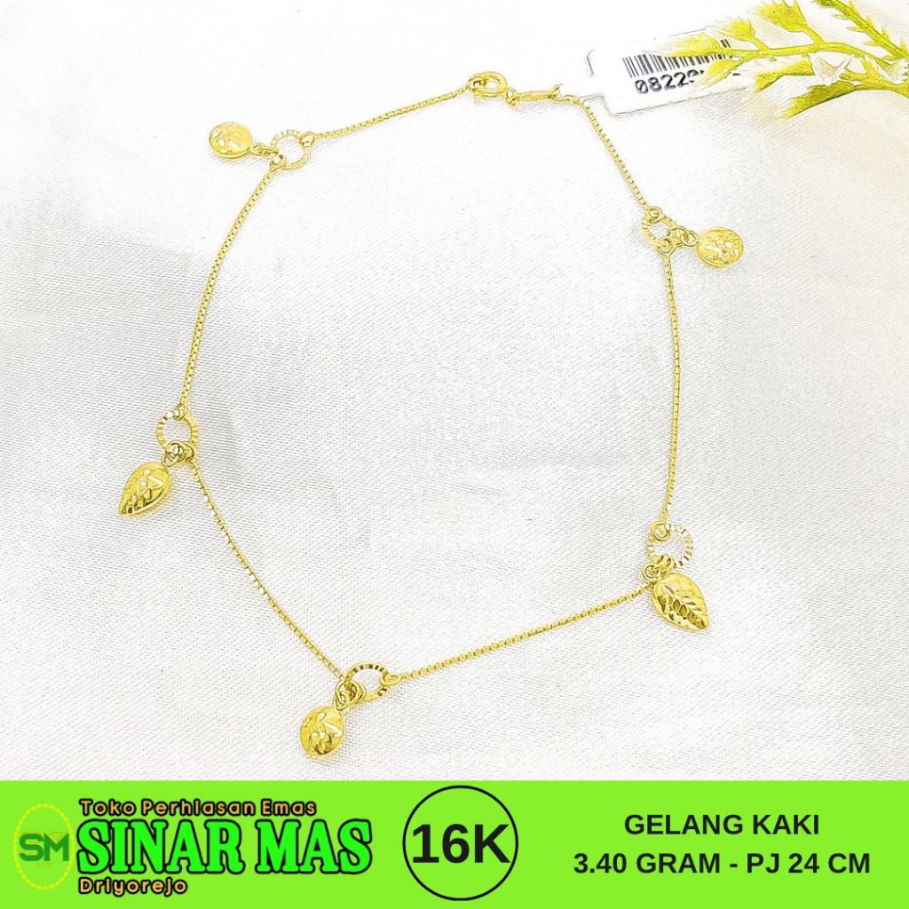 Gelang kaki emas 16 karat 3.40 gram pj 24cm