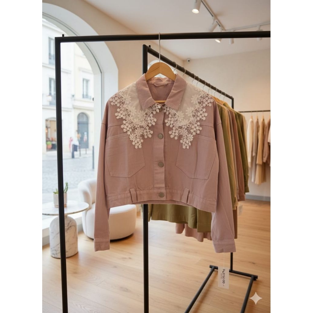 JACKET JEANS PINK KERAH SAILOR