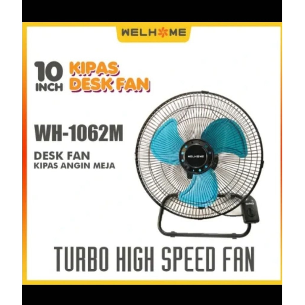 KIPAS ANGIN MEJA BESI 10 INCH WELHOME DINDING WALL DESK FAN WH -1062M