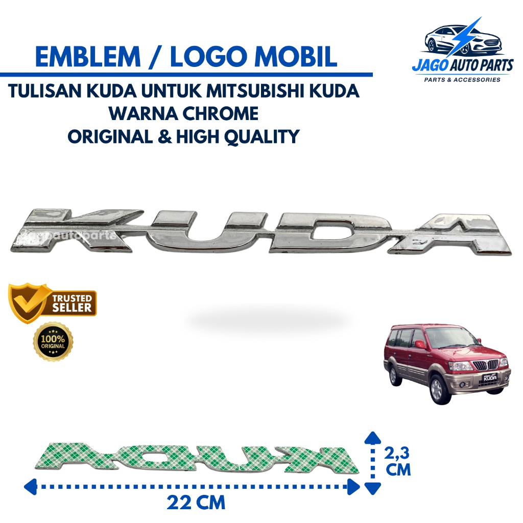 Emblem Mobil Logo Tulisan Kuda Warna Chrome ORIGINAL High Quality