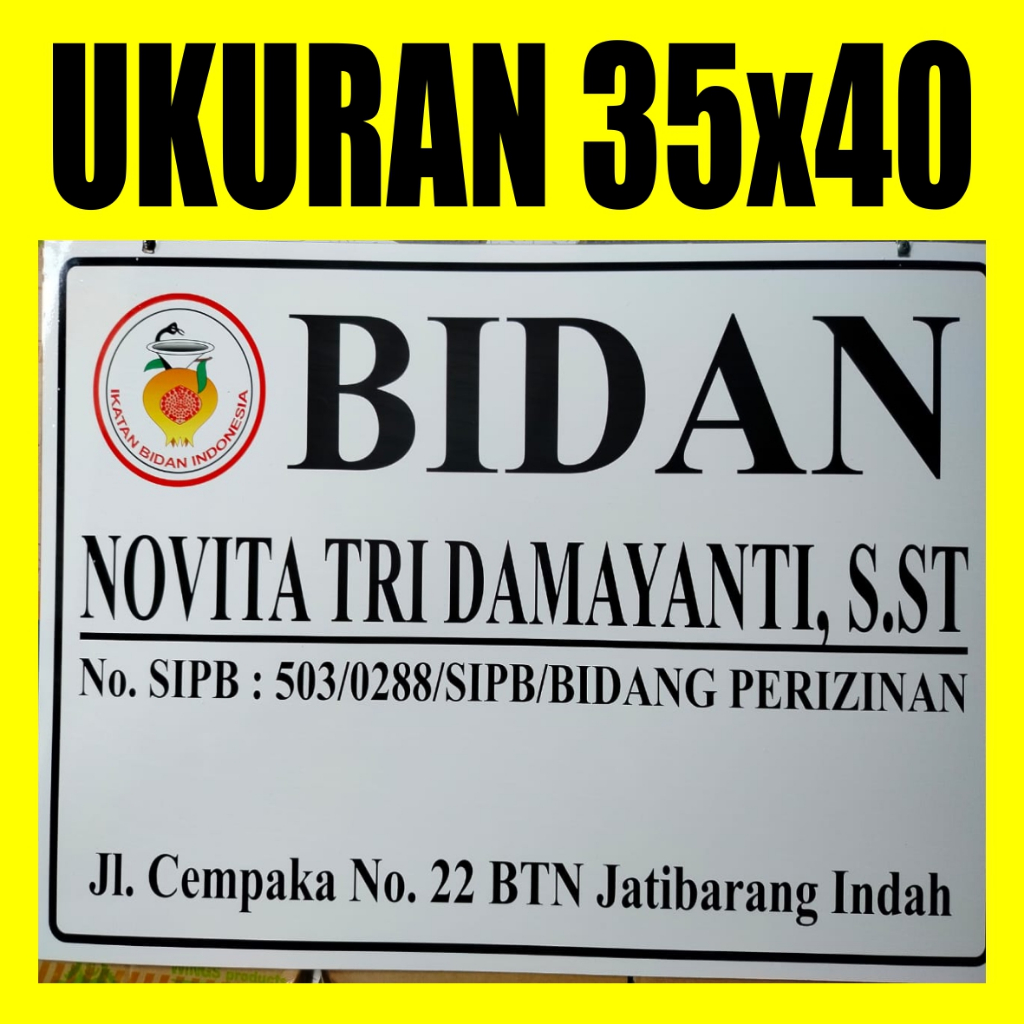 Papan Nama Acrylic 35x40 Papan Nama Dokter Plang Bidan Praktek Sekolah Sign Label 35*40 Akrilik