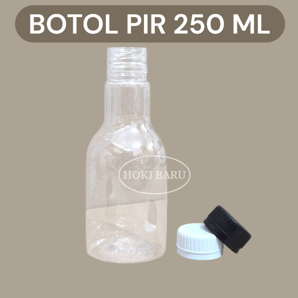 BOTOL PIR 250ML / BOTOL JUS KEMASAN MINUMAN / BOTOL PLASTIK ALMOND 250 ML / BOTOL KOPI JUS MADU JAMU