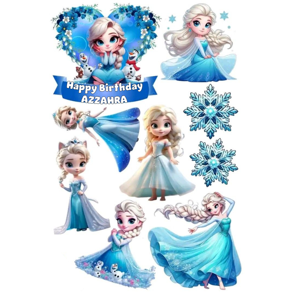 Topper FROZEN KIDS/Topper Cake Frozen Kids Custom Nama/Hiasan Kue Ultah MURAH FROZEN