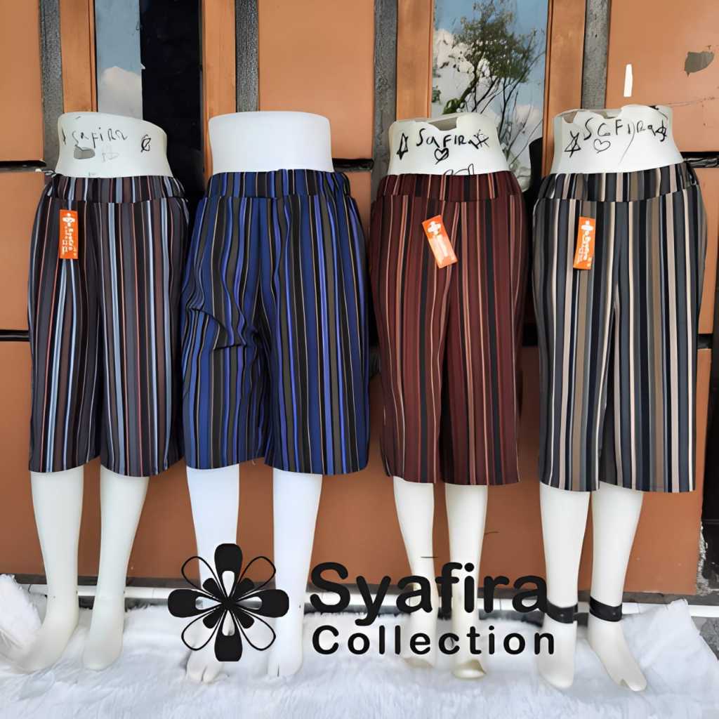 SYAFIRA KONVEKSI - celana kulot pendek 7/8 kain spandek wafel crepe salur