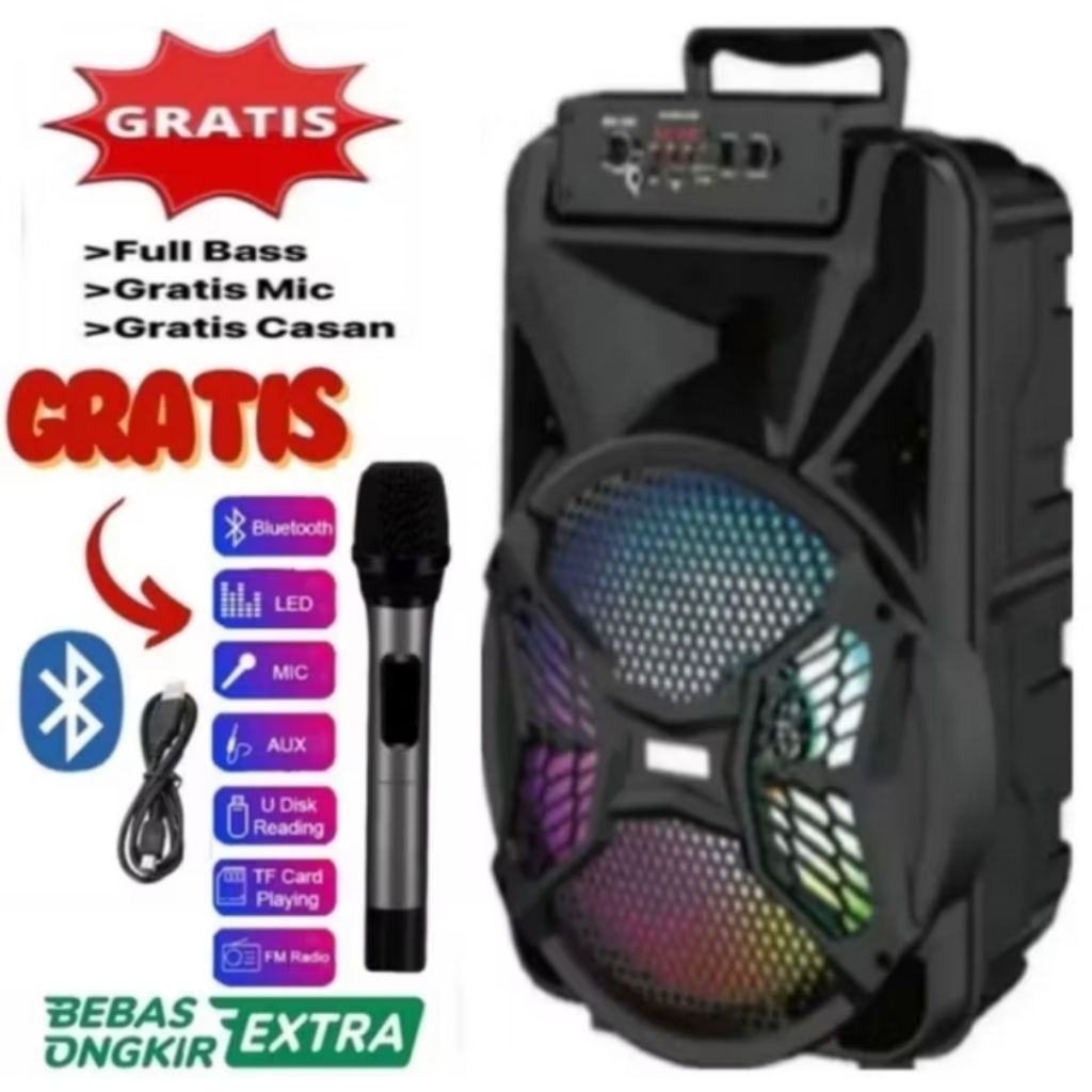 PALING MURAH ABISSSSpeaker Bluetooth Kimiso 3381 Free Mic karaoke Speaker Bluetooth 6.8inc Subwoofer