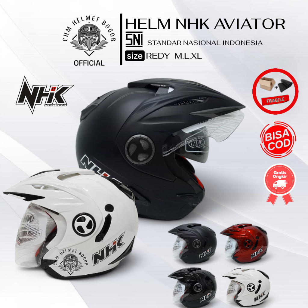 Helm NHK Aviator Double Visor Original Termurah || Helm NHK Aviator Solid Original Double Visor