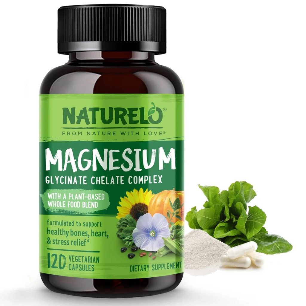 NATURELO - Plant-Based Magnesium Glycinate Complex Supplement - 120 capsules