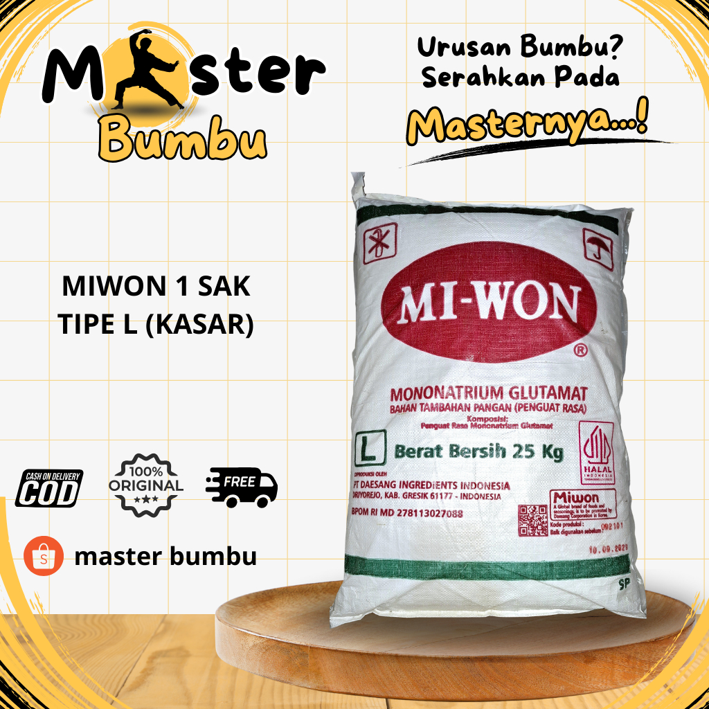 MIWON Tipe L (Butiran Kasar) 25Kg PALING MURAH | MSG Miwon 1 Sak 25Kg | Master Bumbu