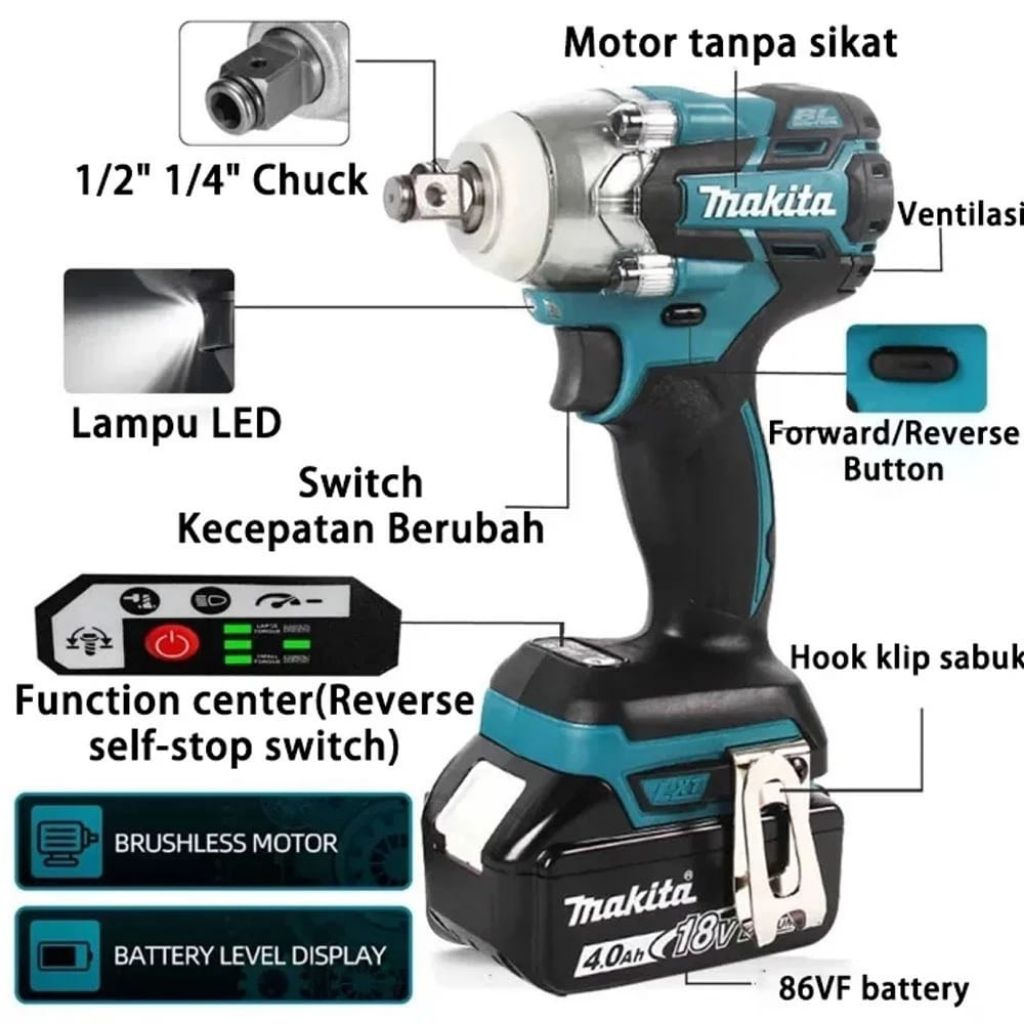 MAKITA CORDLESS IMPACT WRENCH IMPACT BATRE MESIN BOR UNTUK MOBIL