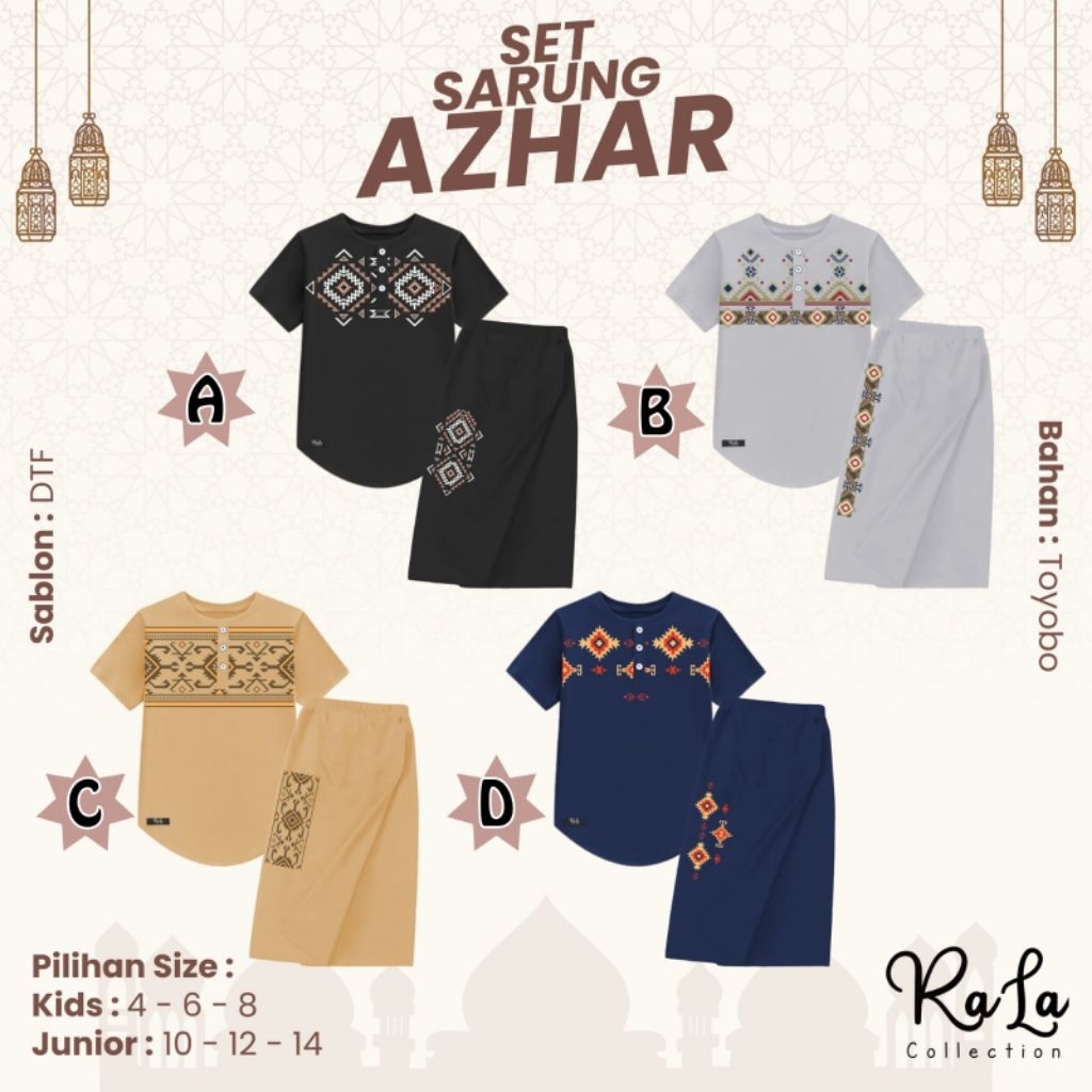 Po‼️ Rala Collection Setelan Baju Sholat Koko Sartan Anak Cowok Set Sarung Azhar 4-14th Ethnic Premi