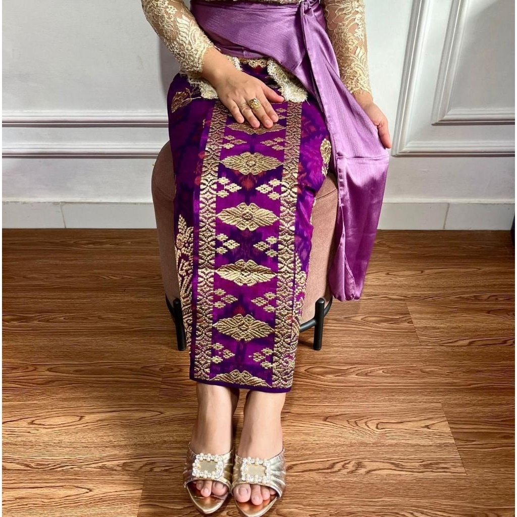 kain tenun endek alam lasem songket bordir TUMPAL emas free SELENDANG SILK// kamen endek bali