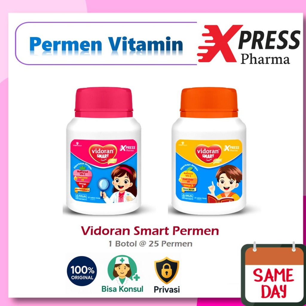 XPRESS  Vidoran Smart PERMEN Hisap Anak Vitamin Nutrisi Otak Nafsu Makan Daya Tahan Tubuh Jeruk Strw