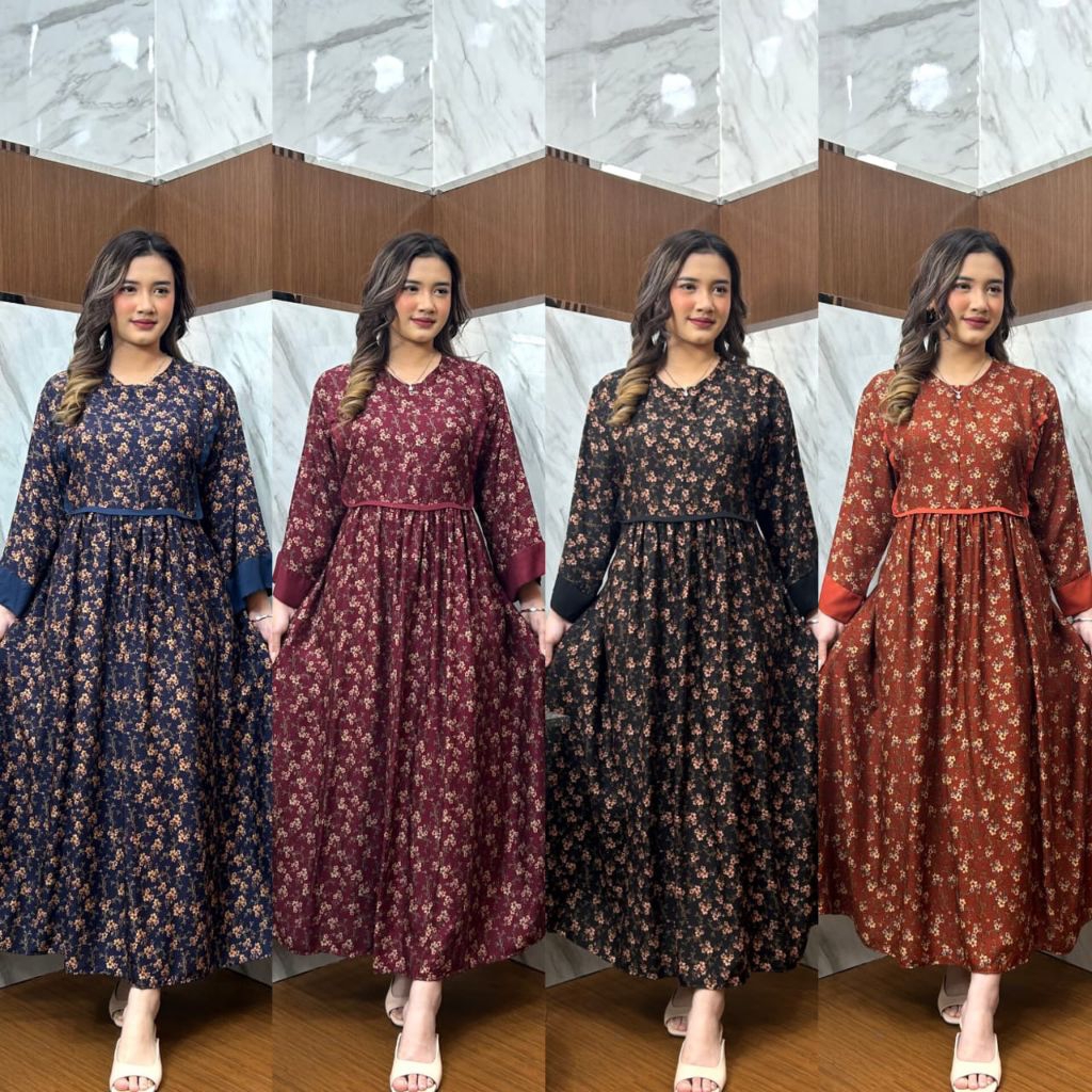 DRESS HAWET/SHAQILA DRESS/MIDI MOTIF BUNGA/MIDI DRESS BUSUI/MIDI DRESS JUMBO/HOMEDRESS RAYON JUMBO