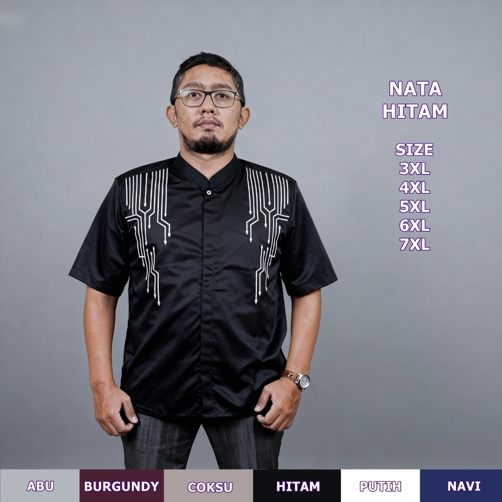 Baju Koko Jumbo Pria Dewasa Bordir Terbaru - Shin 3XL,4XL,5XL,6XL