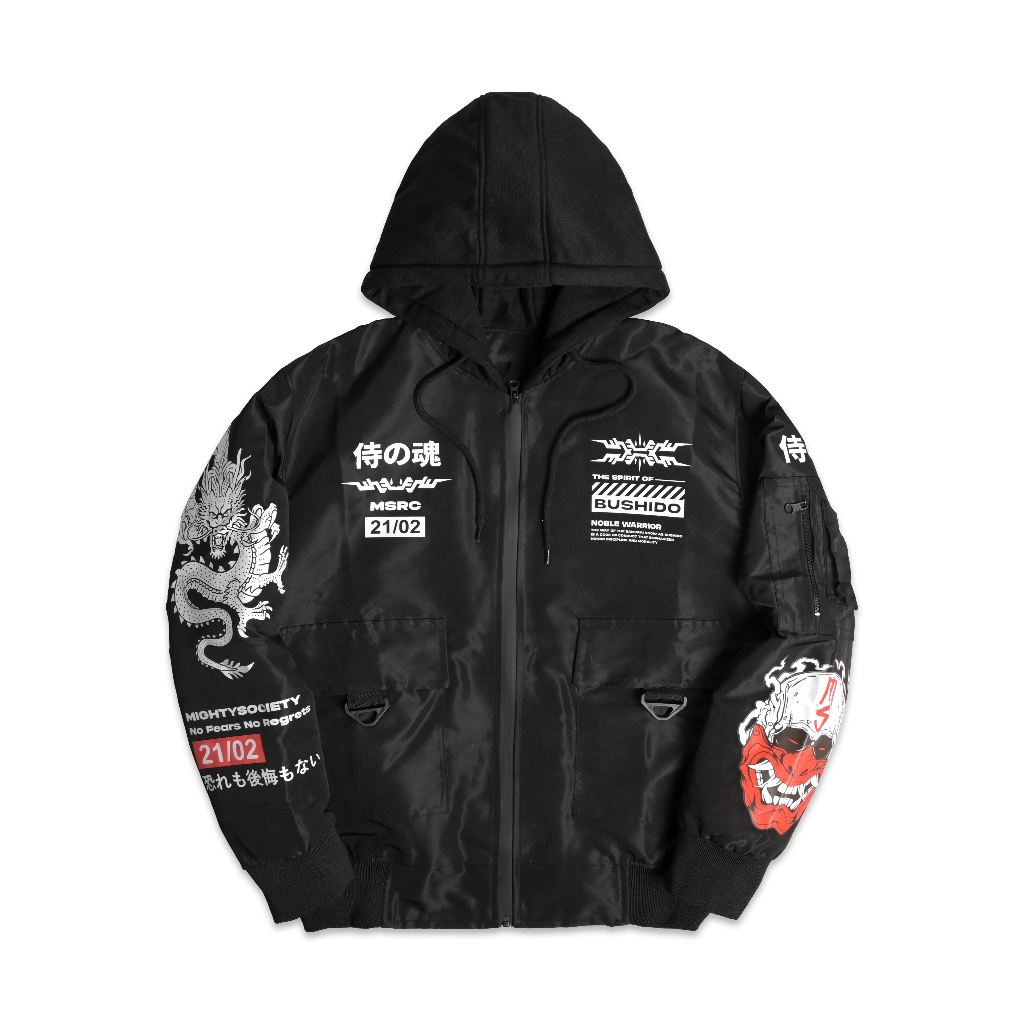 MIGHTYSOCIETY Jaket Bomber Hoodie Zipper Waterproof Bushido Series