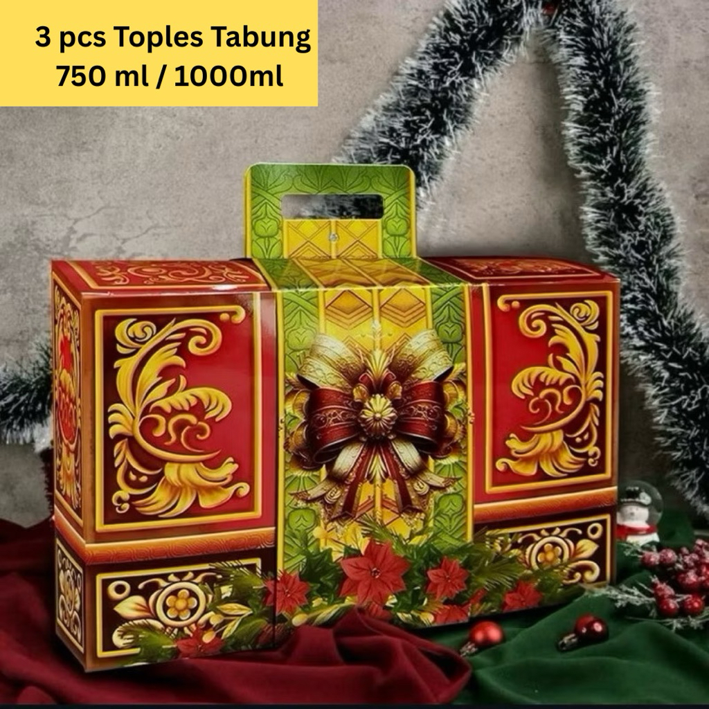 TERRACOTA - Box Kue Natal Christmas isi 3 Toples Tabung 750ml / 1000ml