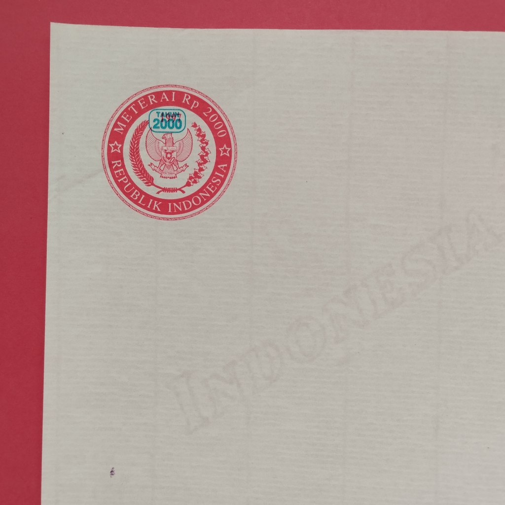 Kertas Segel Rp 2000 Tahun 1997 CT Tahun 2000 Single