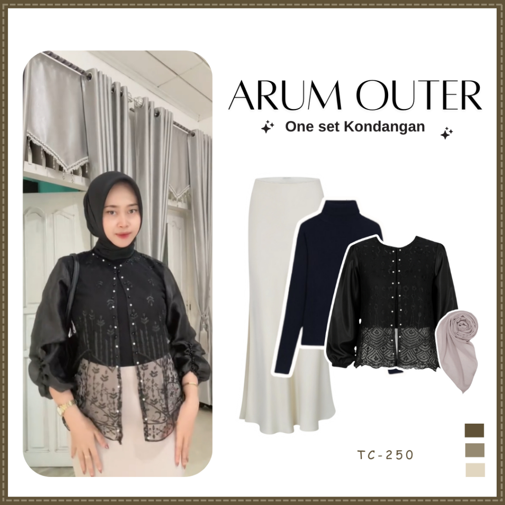 Outfit Kondangan Remaja Kekinian ( Rok Duyung + Manset + Brukat + Hijab ) Terbaru SET TC- 250