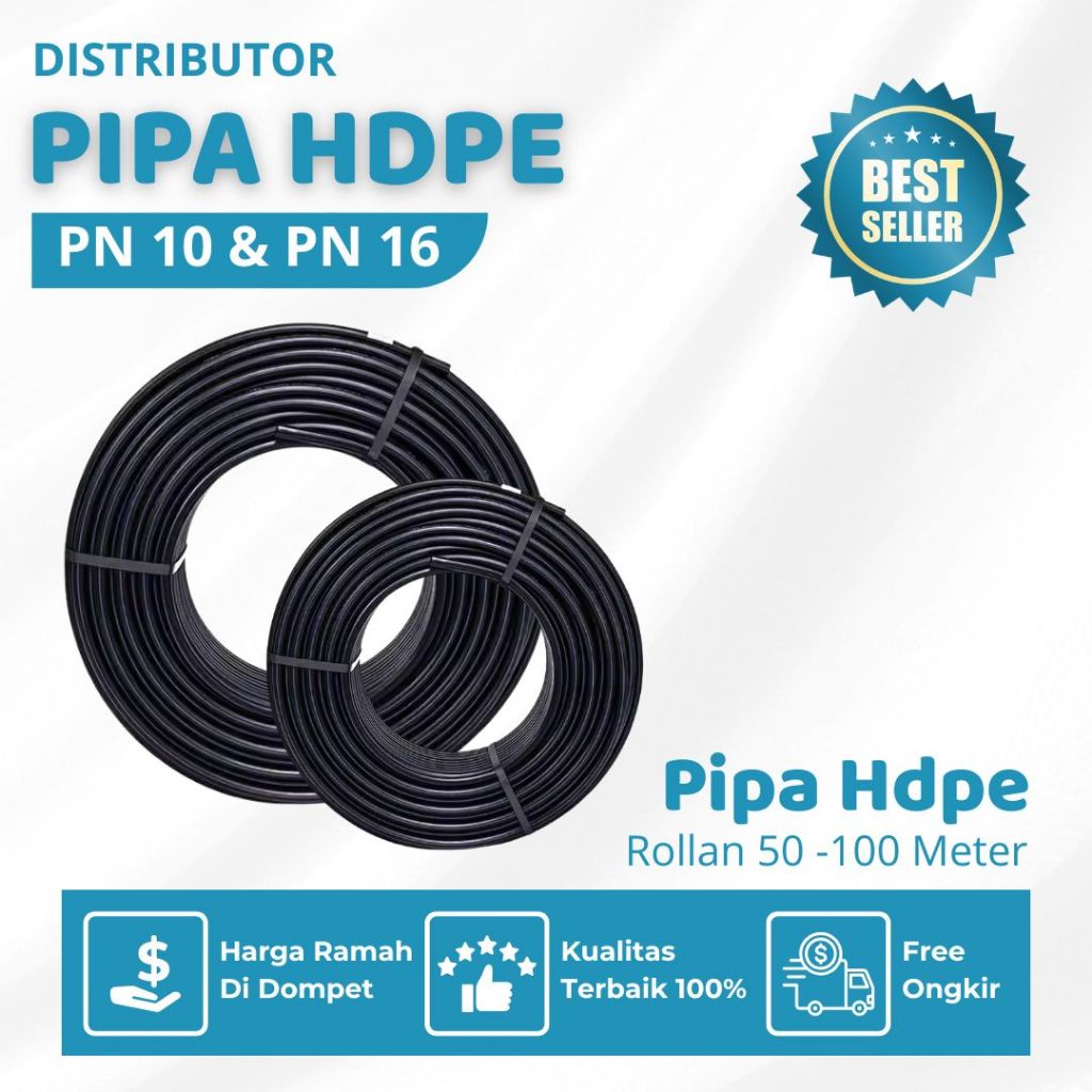Pipa Hdpe 20mm & 12 Inch Rollan 100m PN 16 | Pipa Hdpe Termurah