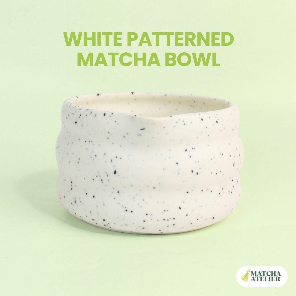 Matcha Atelier Mangkuk Motif Putih Corak Bowl Matcha Keramik Putih Gelombang Chawan Matcha Bowl