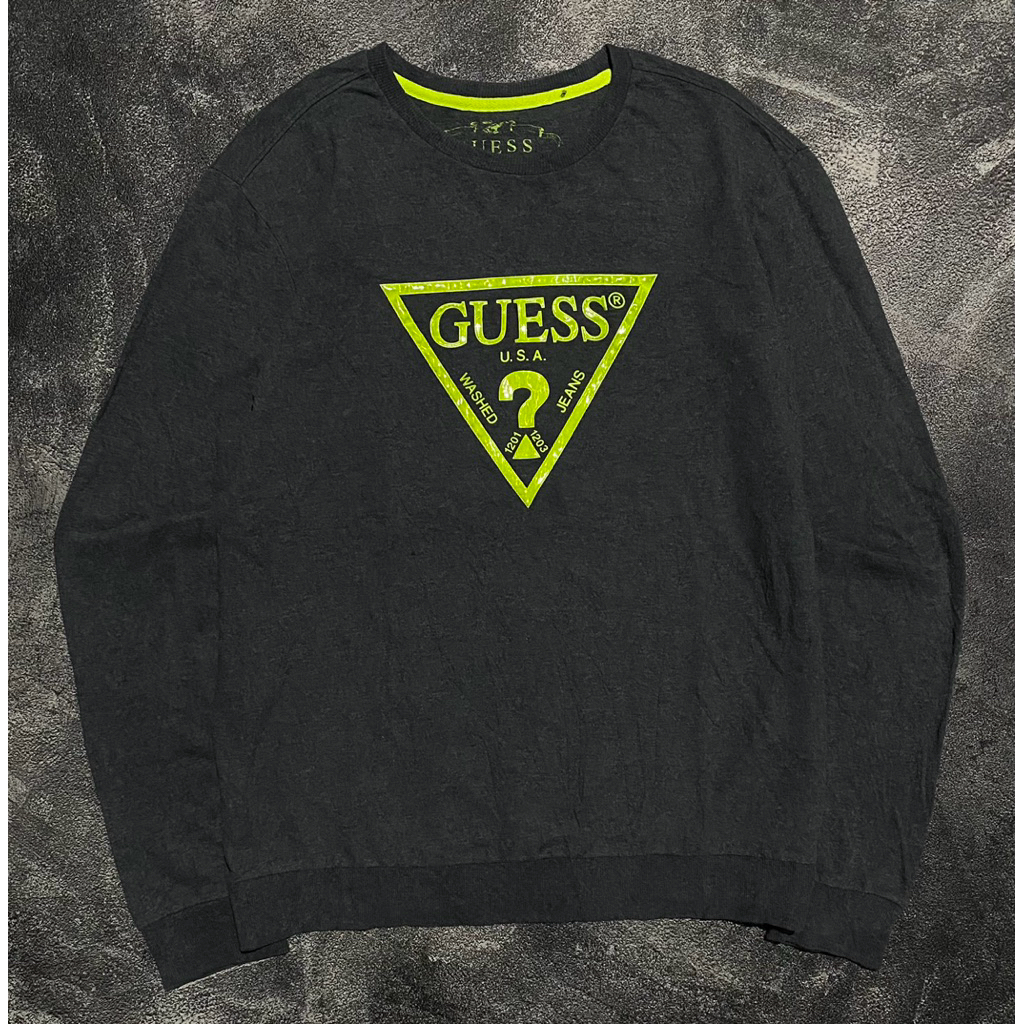 crewneck gues sablon karet timbul cakep tebal