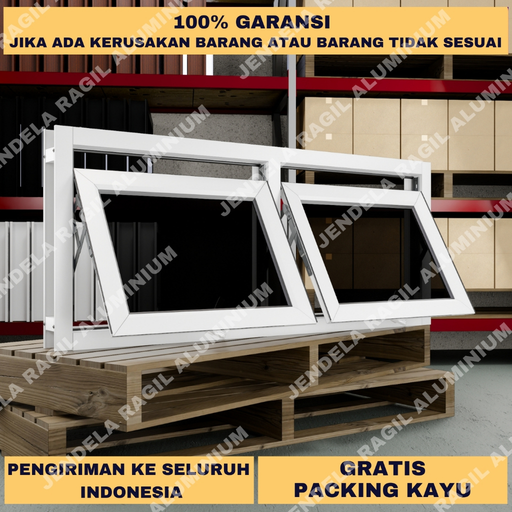 Boven 2 Daun Aluminium Jungkit Polos Ukuran Tinggi 50 x Panjang 100 Cm (50x100) Garansi 100%