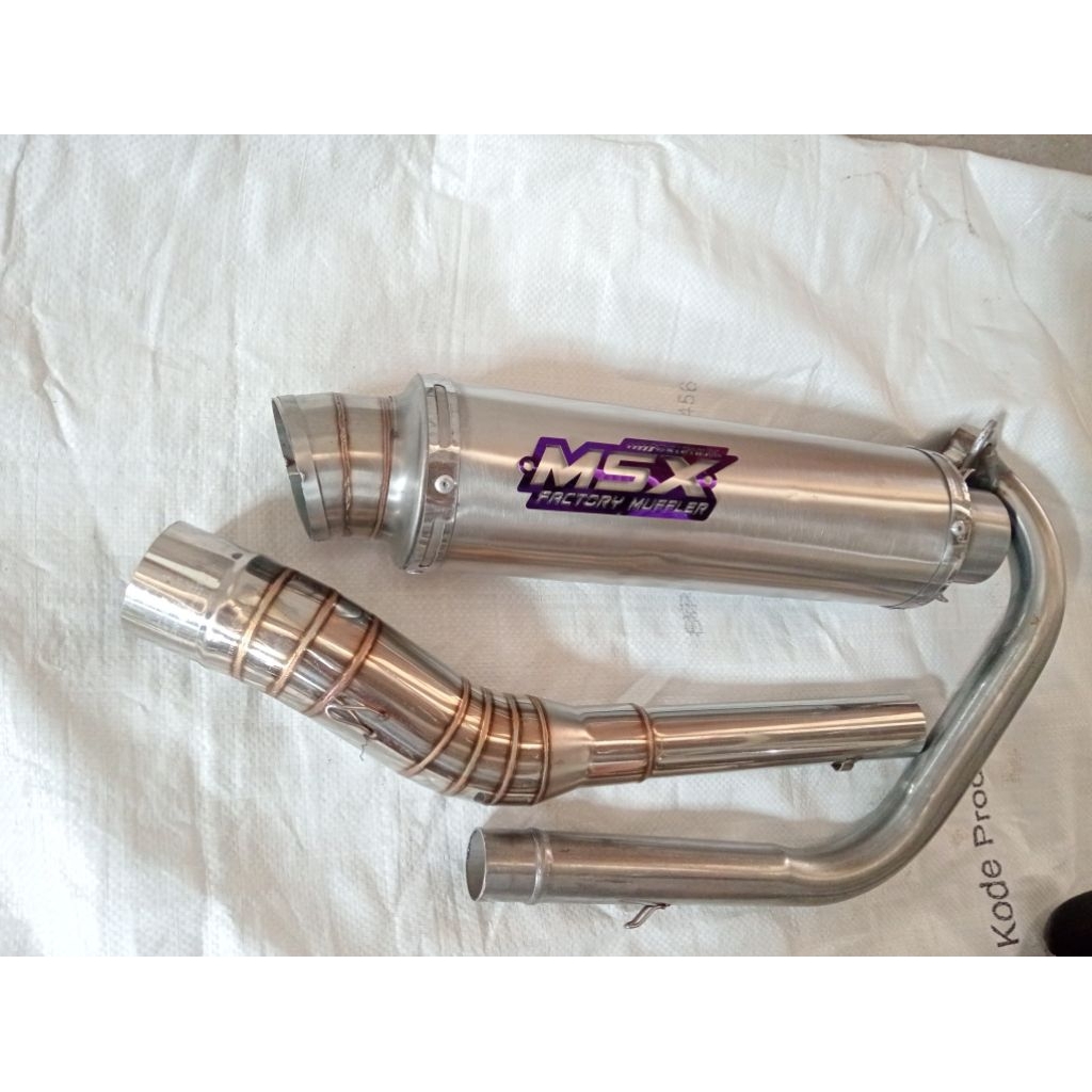 Knalpot original msx bulat panjang 30cm dos satria Fu Vixion CBR Jupiter MX king Sonic gsx bison sco