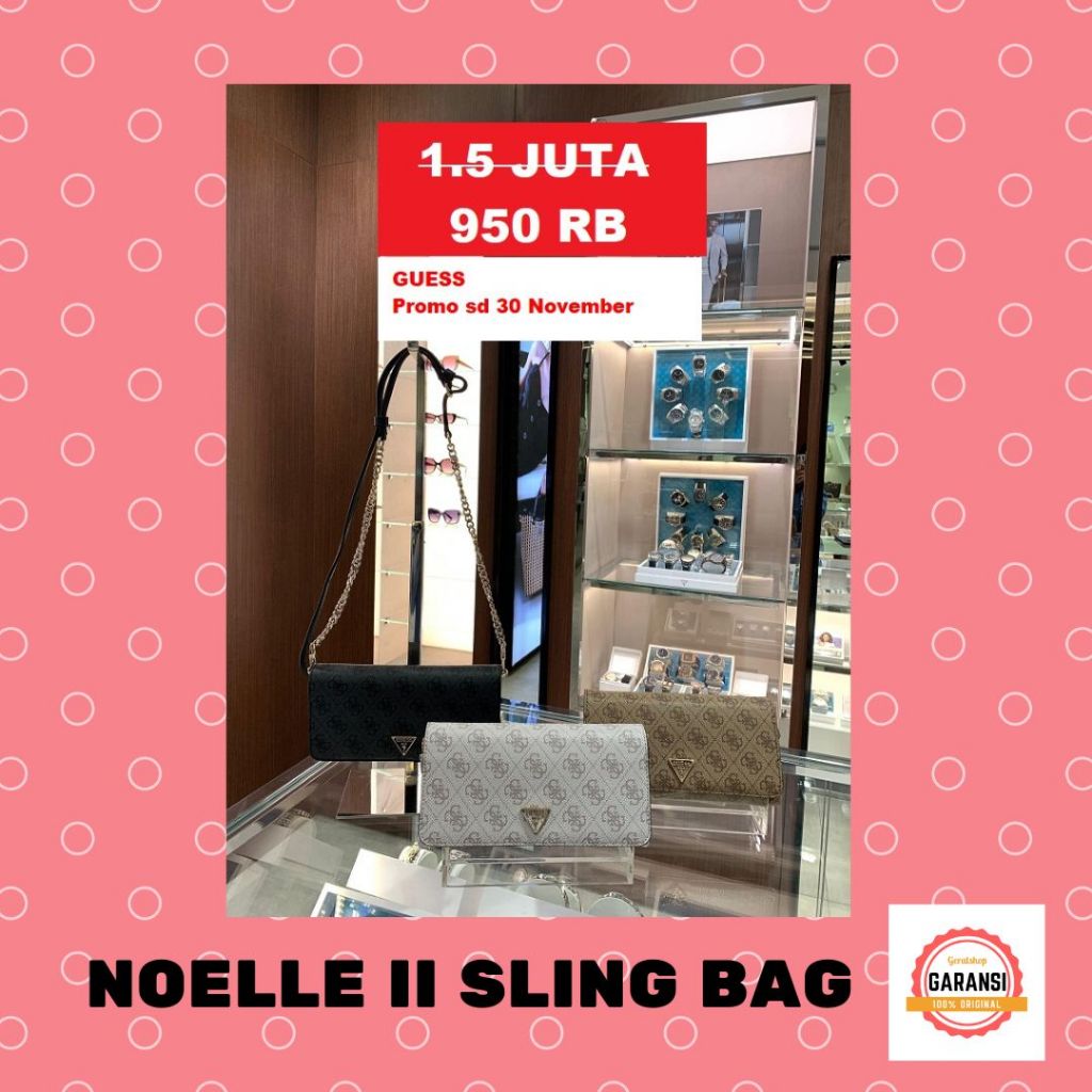 Tas selempang wanita Guess seri NOELLE TRI COMPARTMENT crossbody SALE 100% original store