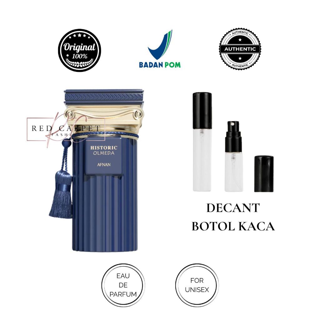 DECANT / SHARE / TESTER AFNAN HISTORIC OLMEDA EDP BOTOL KACA