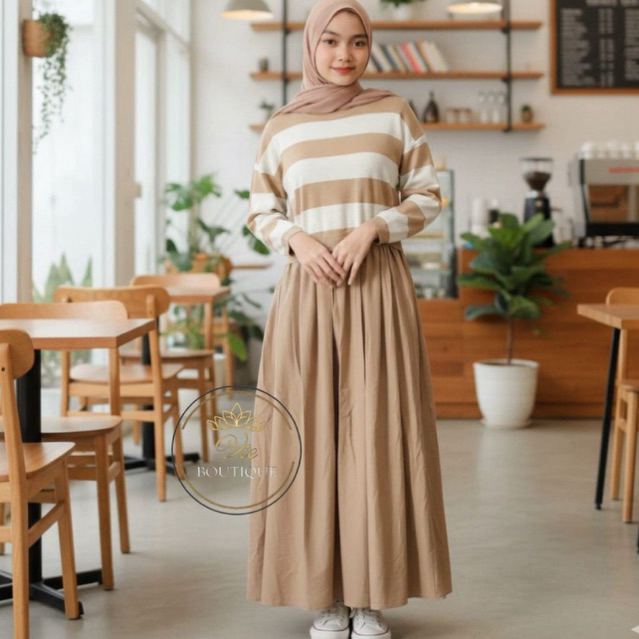 VIEBOUTIQUE DRESS CHACA STRIP/MIDI DRESS/DRESS STRIP/DRESS ZEBRA/DRESS WANITA PREMIUM