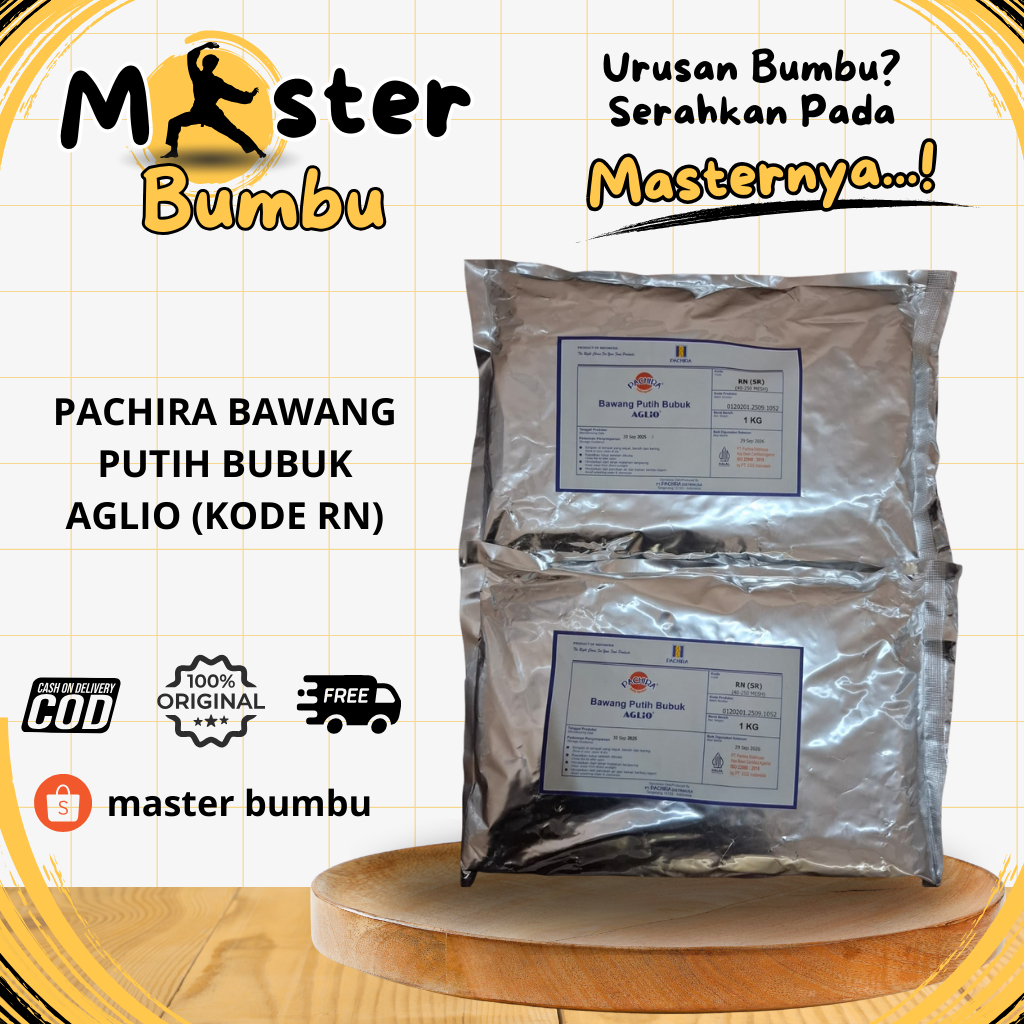 Pachira Bawang Putih Bubuk AGLIO RN 1Kg Super Kuat Aroma 5x Bawang Segar TERMURAH | Master Bumbu