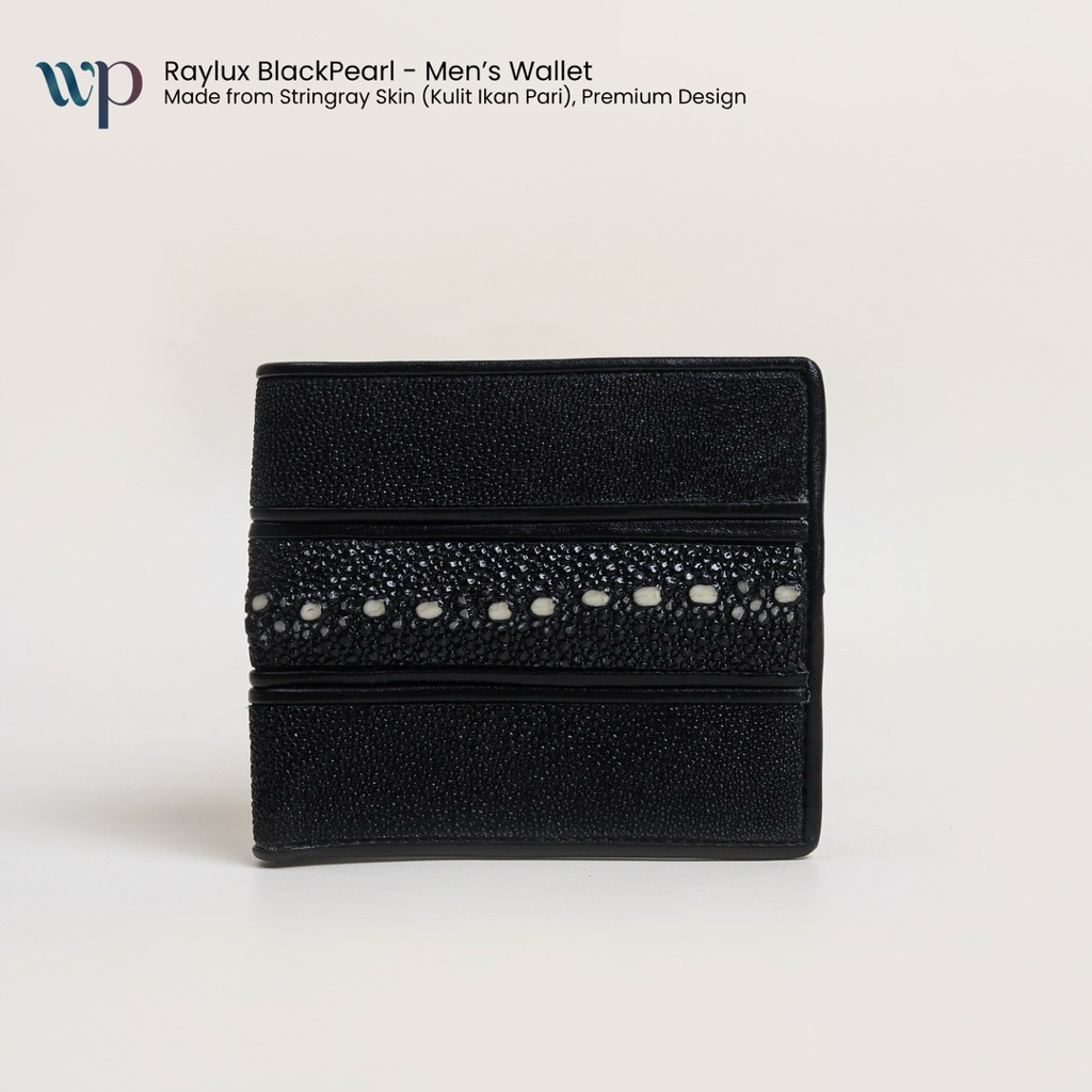 WP - RAYLUX BLACK PEARL Stingray Men’s Wallet | Dompet Lipat Pria Kulit Ikan Pari - Black