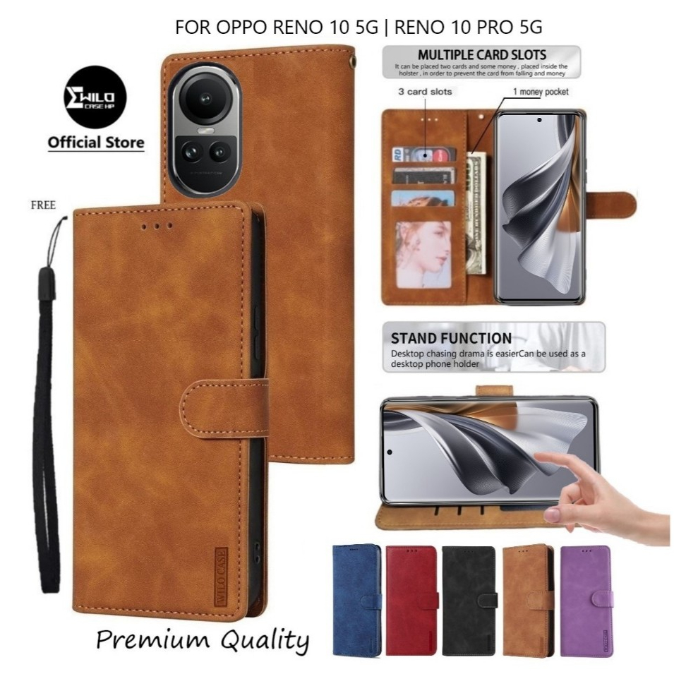 Flip Case Untuk Oppo Reno 10 5G Oppo Reno 10 Pro 5G Case Kulit Full Protection Casing Hp Dompet Prem