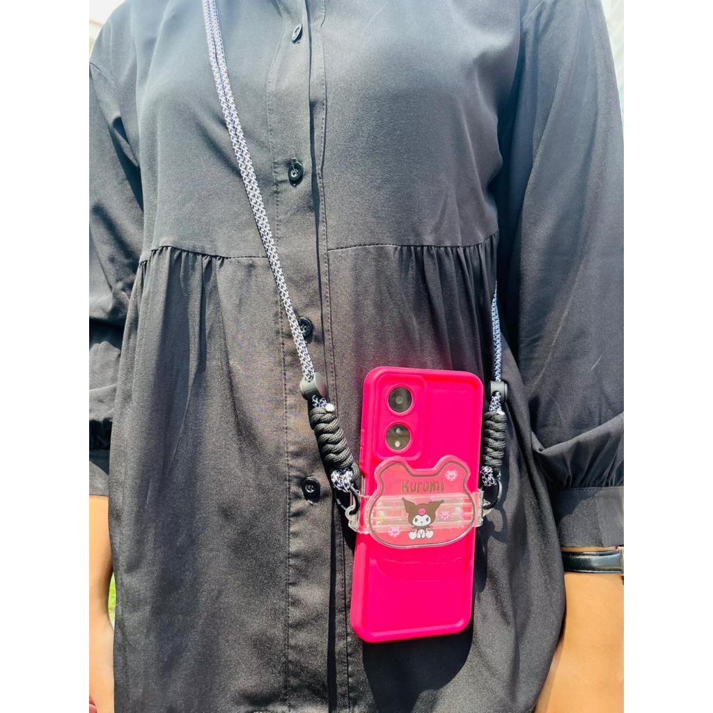 Tali HP Klip Fashion Motif Print Panjang / Strap Hp Aesthetic Korea Tali Selempang Tenun Universal