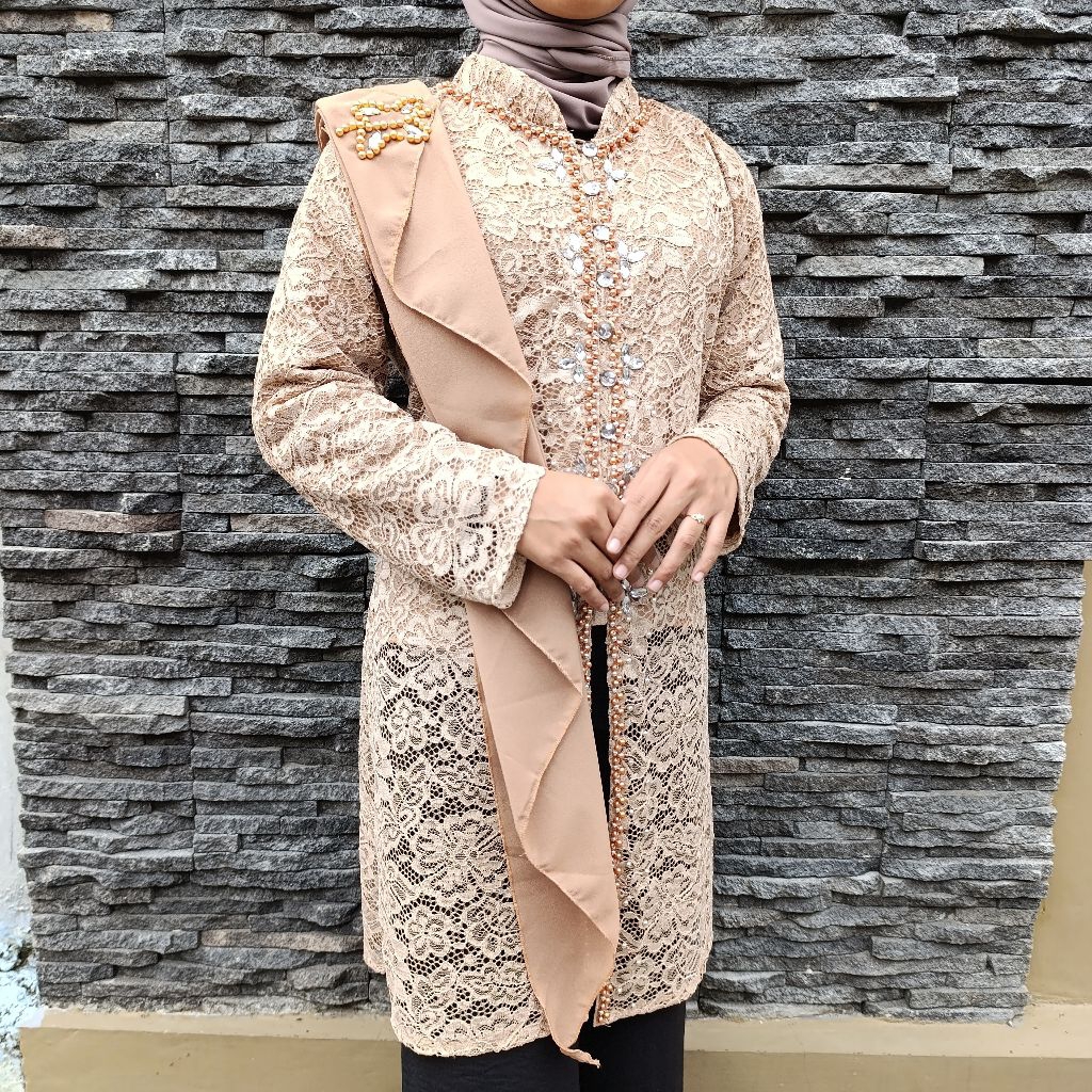 Kebaya Encim Tunik Brokat Mbokmue / Kebaya Tunik Brokat Ibu Besan (Nn)