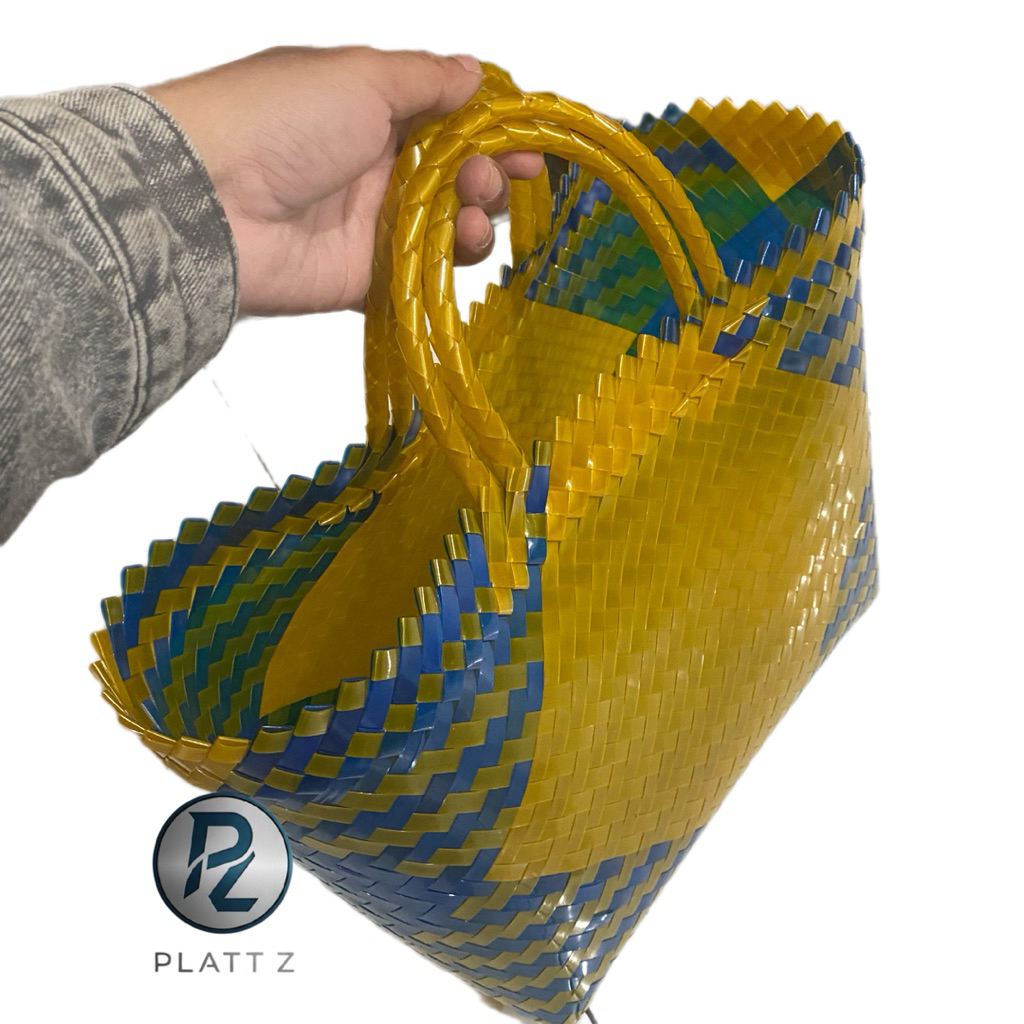 Tas anyaman plastik kaca / Tas keranjang belanja plastik besar jumbo